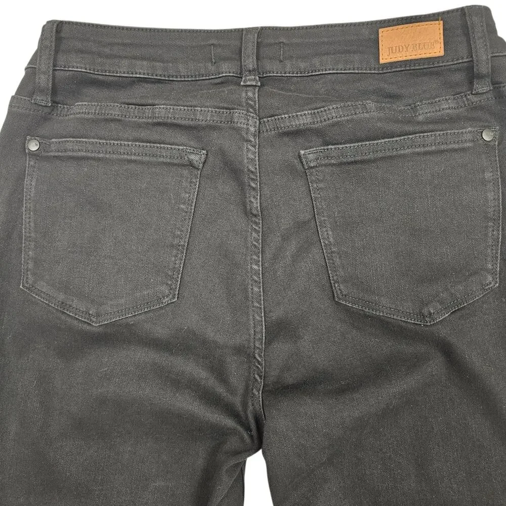 Judy Blue Women's Size 7/28 Black Mid-Rise Destroyed Slim Fit Jeans JB88137